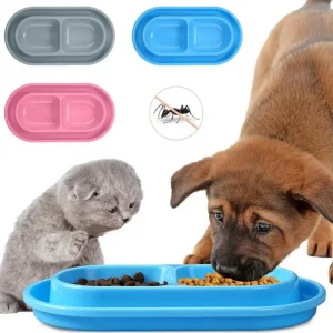 Pet Feeding Double Bowls Plastic Anti Ants Food Water Feeder For Dogs Cats Puppy Automatic Dog Feeder Dispenser Karate for Ants