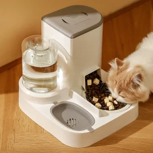 Automatic Gravity Fed Cat Water Dispenser and Feeder Large Capacity Spill Proof One Piece Design Pet Bowl Food Water Supplies