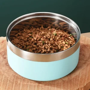 1PC Round Thickened Stainless Steel Dog Bowl, Stylish Solid Color, Non-slip Cat And Dog Pet Bowl, Suitable For Indoor And Outdoo